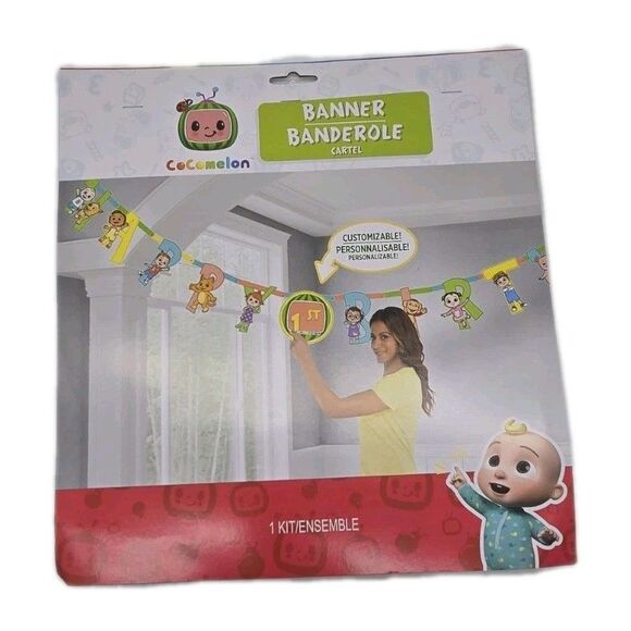 COCOMELON birthday party supplies jumbo LETTER BANNER add an age Customize New - Picture 1 of 9
